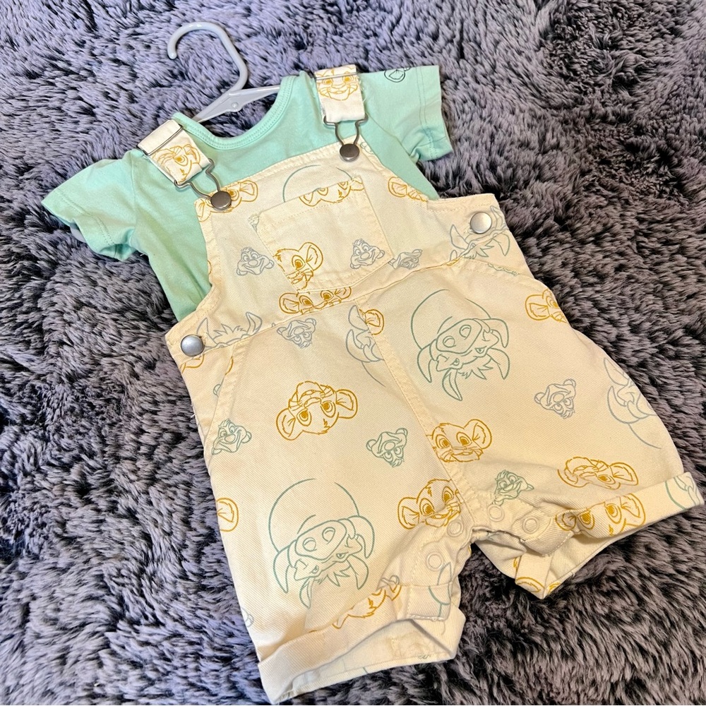 Disney Baby Lion King Overalls and matching under shirt